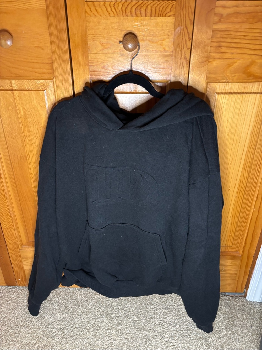 Taylor Swift TTPD Black Embossed Logo Hoodie